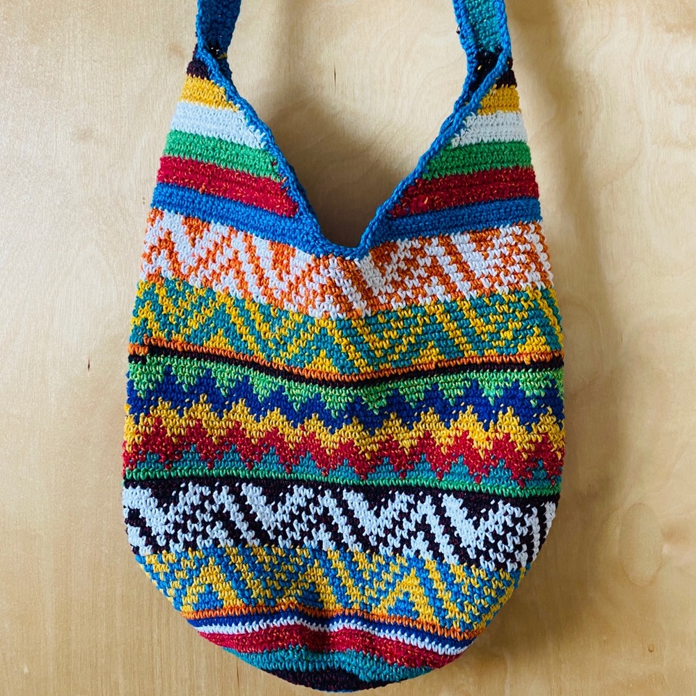 Geometric Knit Crossbody Hippy Beach Bag/Purse